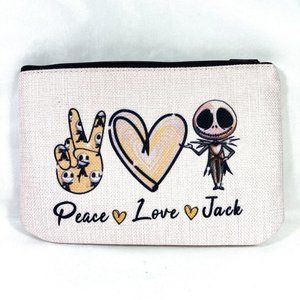 WZMPA Cosmetic Bag Peace Love Jack Halloween Makeup Pencil Case